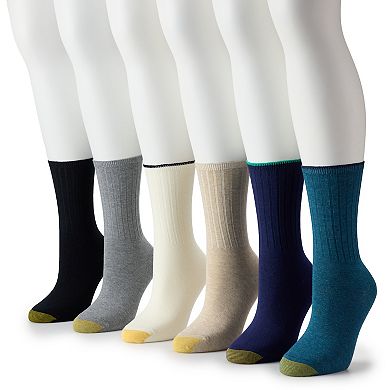 GOLDTOE 6-pk. Ribbed Crew Socks - Women