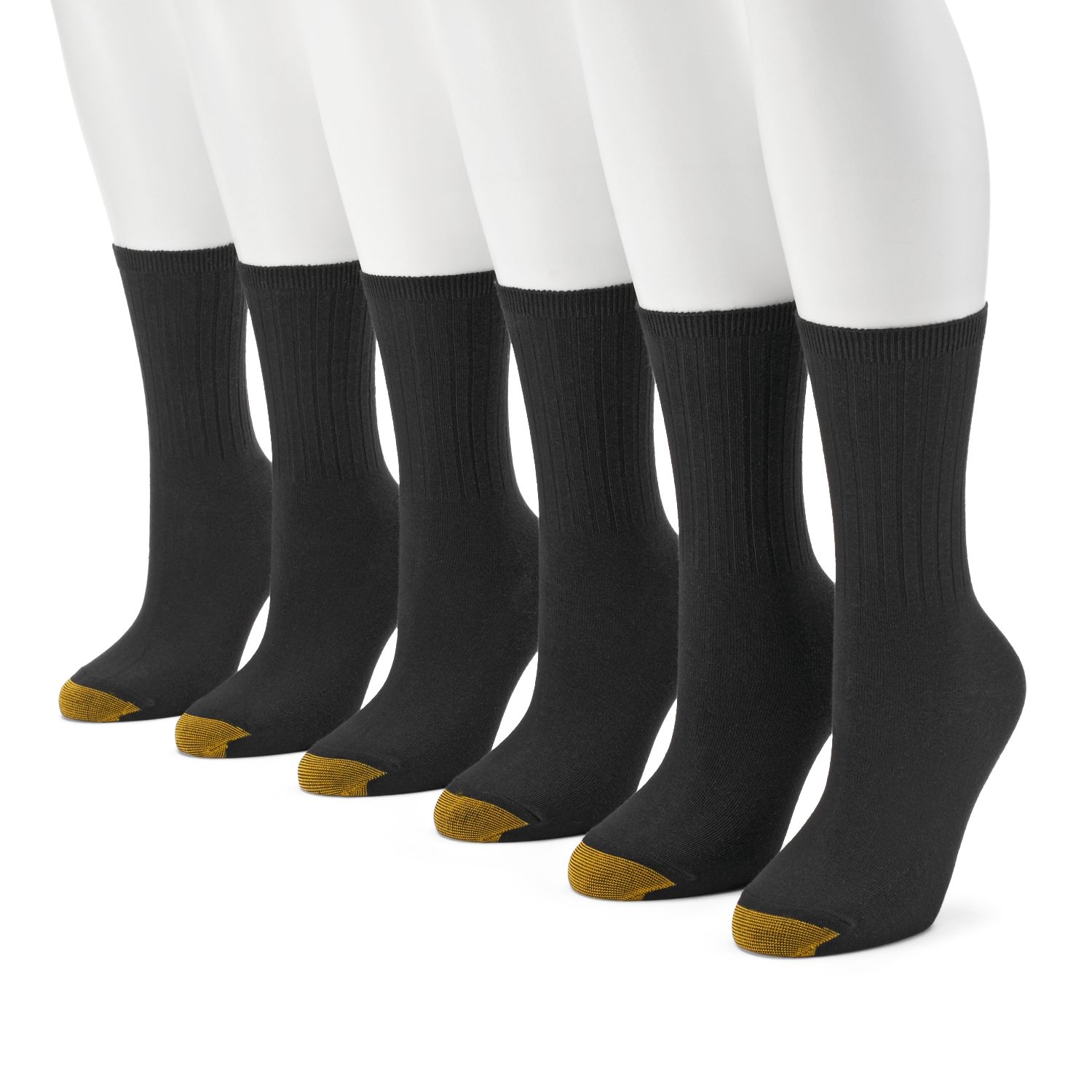 Goldtoe 6 Pk Ribbed Crew Socks Women
