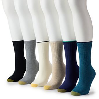 Women's GOLDTOE® 6-pack Ribbed Crew Socks