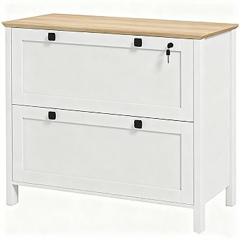 Lateral File Cabinet,2-Drawer Storage with Adjustable Hanging Bar,Lockable Drawer,A4 File Compatible