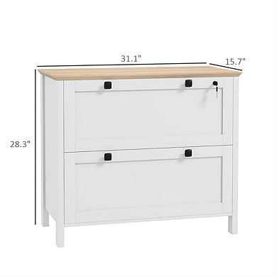 Lateral File Cabinet,2-Drawer Storage with Adjustable Hanging Bar,Lockable Drawer,A4 File Compatible