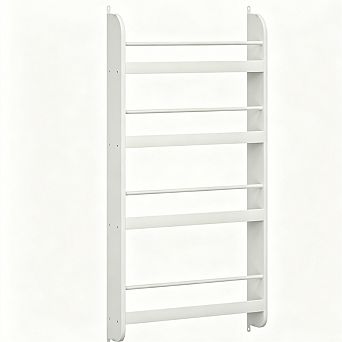 4 tier Wall Mounted Kids Bookshelf, 43.9" Tall Organizer with Anti-Toppling Safety,MDF Wood Bookcase