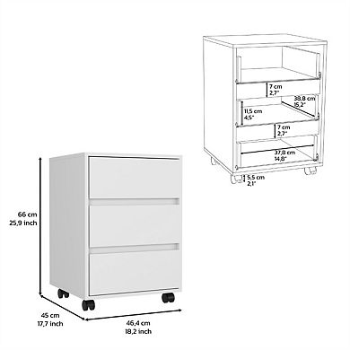 Compact Filing Cabinet - 3-Drawer Storage with Lockable Casters Wheels, Top Surface Display Stand