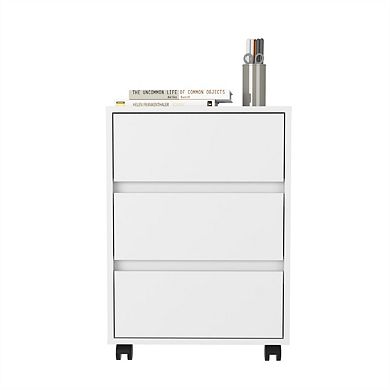 Compact Filing Cabinet - 3-Drawer Storage with Lockable Casters Wheels, Top Surface Display Stand