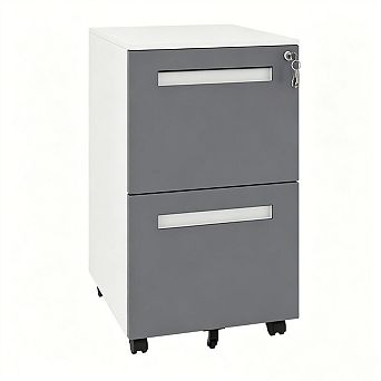 2-Drawer Mobile File Cabinet with Lock, Metal Storage Cabinet with 360° Wheels,Fits A4 Files