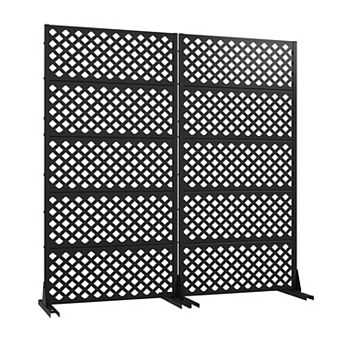 Set of 2 5 ft H x 3 ft W Black Galv Steel Outdoor Privacy Screens Weather Resistant