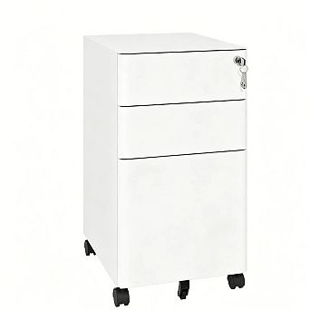 3-Drawer Mobile File Cabinet with Lock - All-Steel Metal Storage,Two Shallow & One Deep Drawer