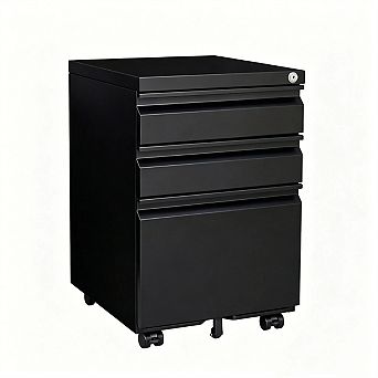 3-Drawer Mobile File Cabinet with Lock - 5 Wheels, Cabinet with Pen Tray & Hanging Bar,Fits A4 Files