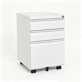 3-Drawer Mobile File Cabinet with Lock - 5 Wheels, Cabinet with Pen Tray & Hanging Bar,Fits A4 Files