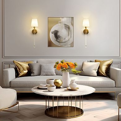6 in 2-pack gold RGBCW wall sconce, white shade and remote control for hallway & bedroom.