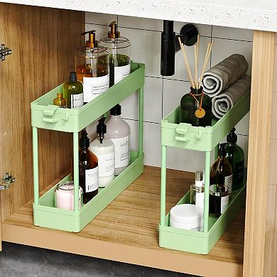 4-Tier Slim Slide Out Rolling Cart, Narrow Mobile Storage Shelf for Bathroom Kitchen