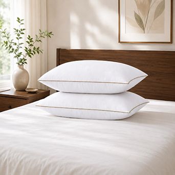 Unikome 2 Pack Premium Goose Feather Blend Pillows, Soft Supportive Bed Pillows