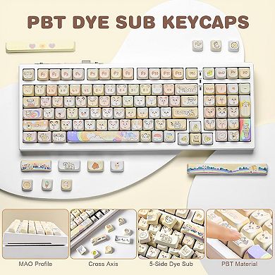 Cute Cat Mao Profile Dye-Sub PBT Full Keycaps Set