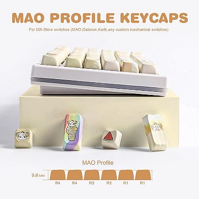 Cute Cat Mao Profile Dye-Sub PBT Full Keycaps Set
