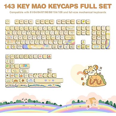 Cute Cat Mao Profile Dye-Sub PBT Full Keycaps Set