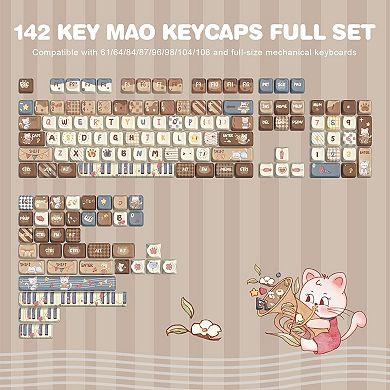 Cute Cat Mao Profile Dye-Sub PBT Full Keycaps Set