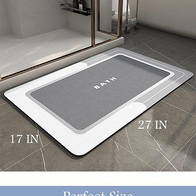 Thin non slip bath mat, absorbent stain proof quick dry easy care