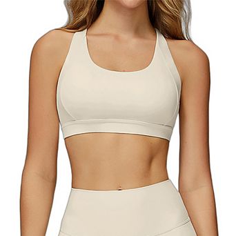 ATTRACO Women Strappy Back Sports Bra Removable Pads Medium Support Workout Yoga Athletic Bra
