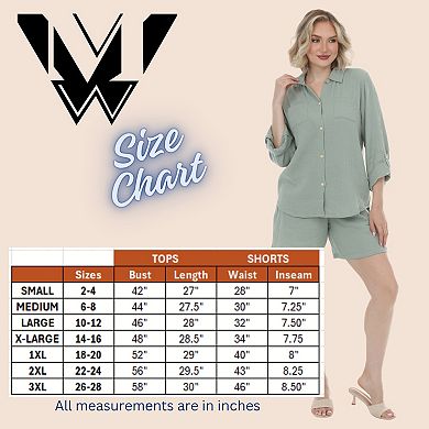 Plus Size Gauze Button-Front Shirt & Shorts Set