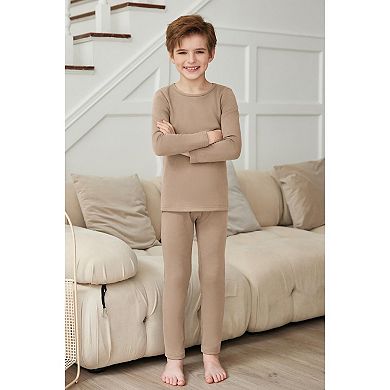 Arshiner Toddler Boys Thermal Underwear Set Base Layer Fleece Lined Long Johns Top Bottom
