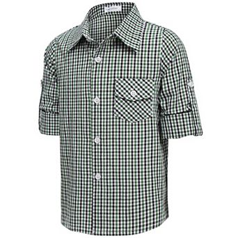 Arshiner Boys Check Button Down Shirt Long Sleeve Woven Shirts