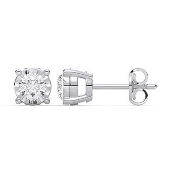 Everlight Sterling Silver 1/2 Carat T.W. Lab-Grown Diamond Round Nick Setting Stud Earrings