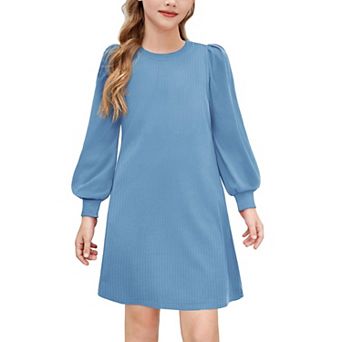 Arshiner Tween Winter Fall Dress Knit Puff Long Sleeve Sweater Casual Teen Clothes