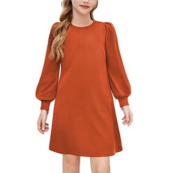 Arshiner Tween Winter Fall Dress Knit Puff Long Sleeve Sweater Casual Teen Clothes