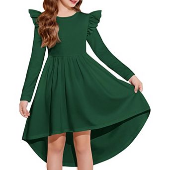 Arshiner Tweens Long Sleeve Dresses Fall High Low Formal Holiday Party Dress For Girls