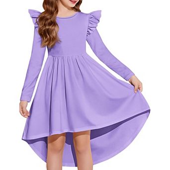 Arshiner Tweens Long Sleeve Dresses Fall High Low Formal Holiday Party Dress For Girls