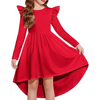 Arshiner Tweens Long Sleeve Dresses Fall High Low Formal Holiday Party Dress For Girls