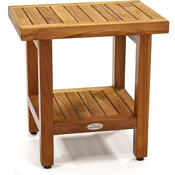 The Original 18" Spa Teak Shower Bench with Shelf
