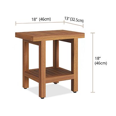 The Original 18" Spa Teak Shower Bench with Shelf