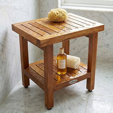 The Original 18" Spa Teak Shower Bench with Shelf