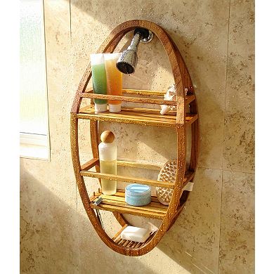 Patented Moa Oval Teak Shower Organizer