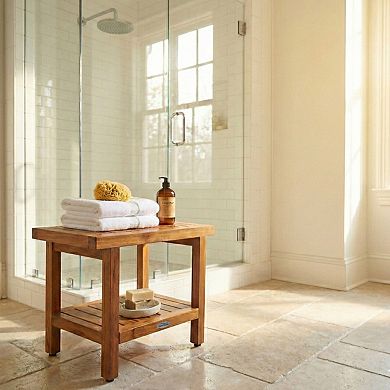 The Original 24" Spa Teak Shower Bench with Shelf