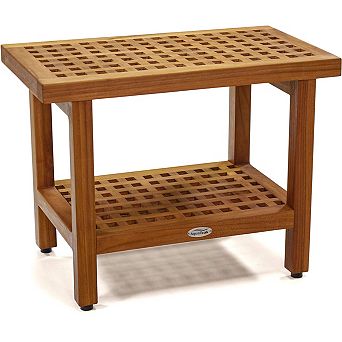 The Original 24" Grate Teak Shower Bench with Shelf