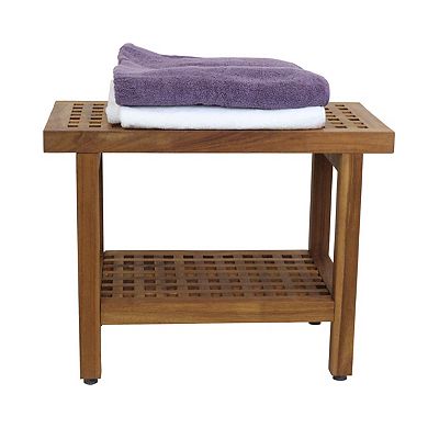 The Original 24" Grate Teak Shower Bench with Shelf