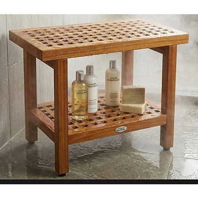 The Original 24" Grate Teak Shower Bench with Shelf