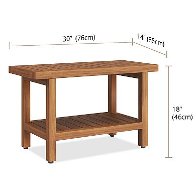 The Original 30" Spa Teak Shower Bench with Shelf