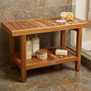 The Original 30" Spa Teak Shower Bench with Shelf