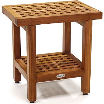 The Original 18" Grate Teak Shower Bench with Shelf