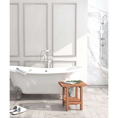 The Original 18" Grate Teak Shower Bench with Shelf
