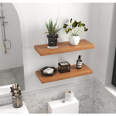 The Original 24" Moa Floating Teak Wall Shelf