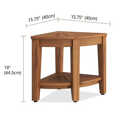 The Original 15.5" Kai Corner Teak Shower Bench with Shelf