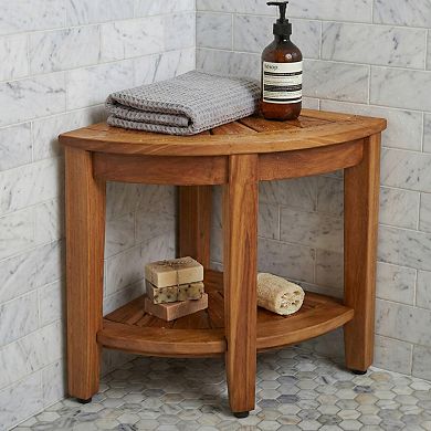 The Original 15.5" Kai Corner Teak Shower Bench with Shelf