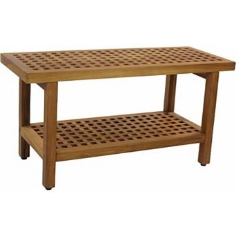 The Original 36" Grate Teak Shower Bench with Shelf
