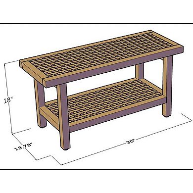 The Original 36" Grate Teak Shower Bench with Shelf