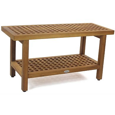 The Original 36" Grate Teak Shower Bench with Shelf