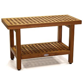 The Original 30" Grate Teak Shower Bench with Shelf